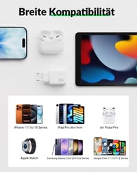 CREAPICO 20W USB-C rýchlonabíjačka s 3 m nabíjacím káblom, kompatibilná so sieťovým adaptérom pre iPhone 17 16 15 Pro Max Air Plus, iPad, Samsung S25 S24 a Google Pixel 7