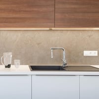 CREARREDA Konyhai Falpanel Travertino Kő Mintás 190x60cm Vízálló Fröccsenésvédelem PVC - 190 x 60 cm, Travertine Stone 1