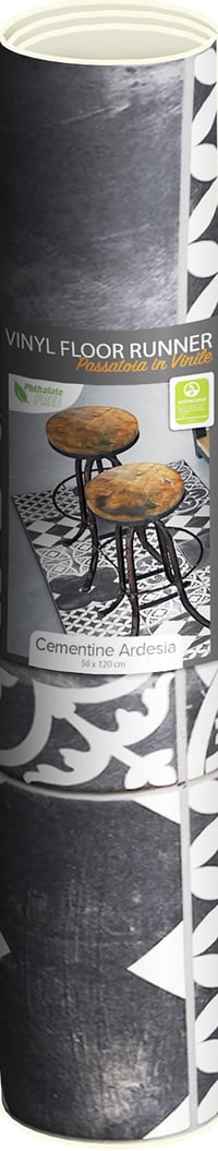 CREARREDA Vinyl Konyhai Szőnyeg Futó 120x50 cm Csúszásgátló Mosható Palakő Cementlap Mintával 100% Olasz Gyártmány Padlóvédő 5