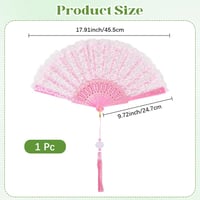 Evantai pliabil CREATCABIN cu dantelă roz brodată, pentru dans Lolita, decor de nuntă, 247 x 455 x 20 mm 2