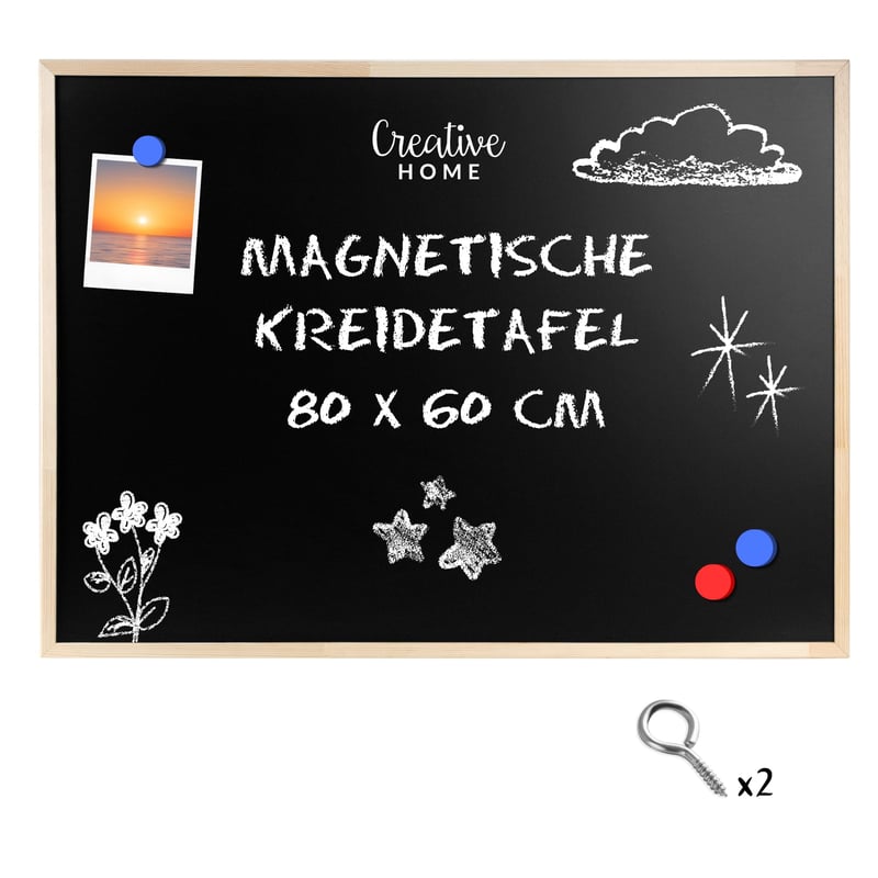 Magnetická tabuľa Creative Home na kriedu, čierna, 80x60 cm – nástenná magnetická tabuľa do kancelárie aj domácnosti