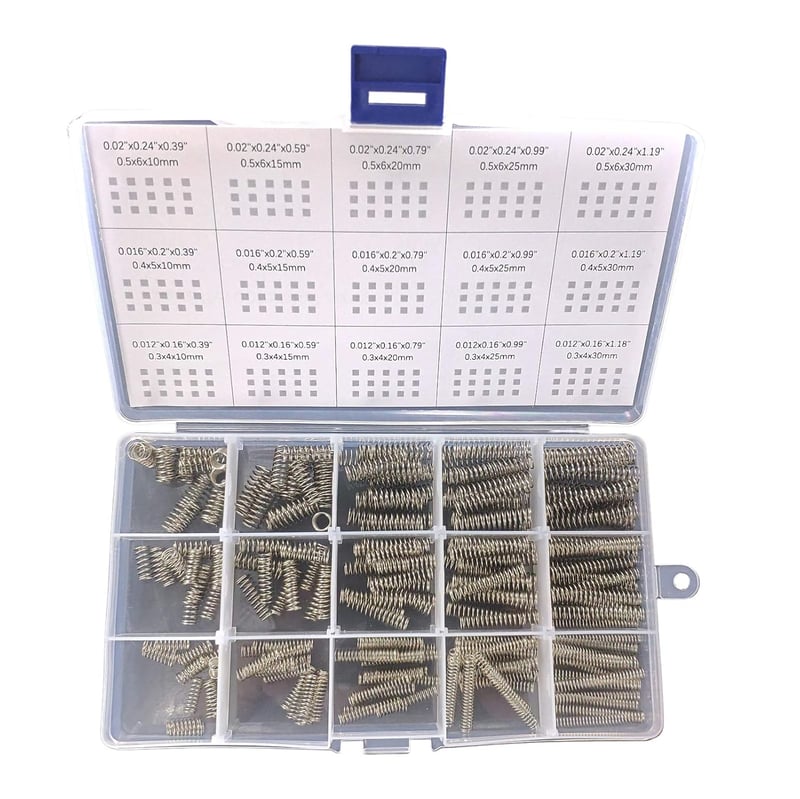 CREEYA Rugóassortiment 225db Rozsdamentes Acél Rugó Készlet 10-30mm
