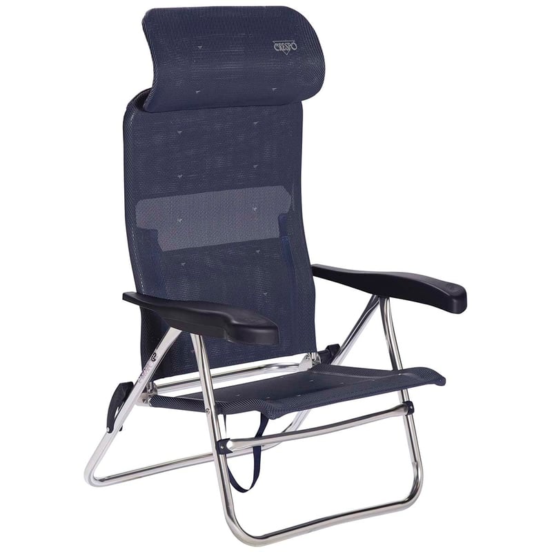 Scaun de plajă pliabil Crespo AL/205-C cu 7 poziții, bleumarin – scaun de plajă compact și portabil din material multifibră