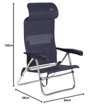 Scaun de plajă pliabil Crespo AL/205-C cu 7 poziții, bleumarin – scaun de plajă compact și portabil din material multifibră 3