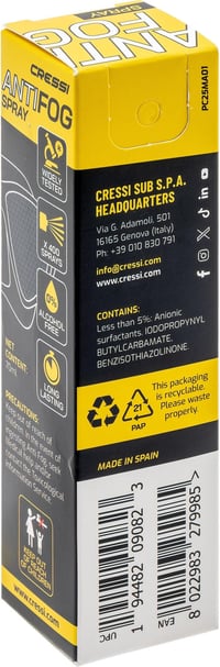 Cressi Anti Fog sprej 70 ml na potápačské masky a plavecké okuliare, priehľadný, 1 ks prostriedok proti zahmlievaniu pre dospelých 3