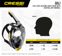 Cressi Bali celotvárová šnorchlovacia maska pre dospelých, veľkosť L-XL, potápačská maska s ochranou proti CO2 a držiakom na kameru, silikónová 5