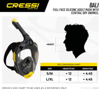Celoobličajová šnorchlovacia maska Cressi Bali pre dospelých, veľkosť S/M, s ochranou proti CO2, držiakom na kameru, silikónová potápačská maska 5