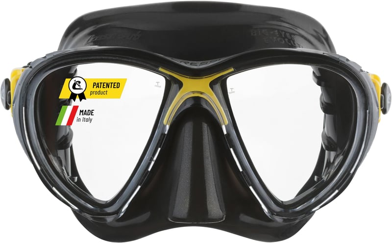 Set mască de scufundări și snorkel Cressi Big Eyes Evolution – negru/galben, mărime pentru adulți, pentru diving și snorkeling