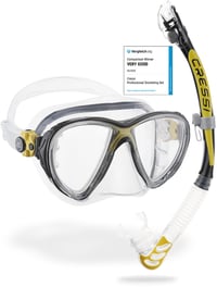 Mască de scufundări Cressi Big Eyes Evolution - Cadru transparent/galben, pentru scufundări premium 2