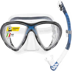Cressi Big Eyes Evolution set maske za ronjenje i disalice, prozirno/plava, za ronjenje i snorkeling za odrasle, talijanska proizvodnja