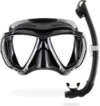Cressi Big Eyes Seal Dry snorkelszett felnőtteknek panoráma látómezővel - Unit size, Black / Black 1