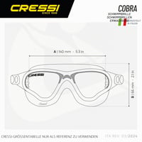 Plavecké okuliare CRESSI Cobra pre dospelých – priehľadné/modré, so sklami proti zahmlievaniu, poškriabaniu a s UV ochranou, univerzálna veľkosť 4