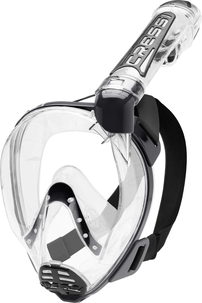 Mască de snorkeling full face Cressi Duke Dry - Transparent/Negru - Mărime M/L - Anti-aburire - Suport cameră de acțiune - Mască snorkeling pentru adulți