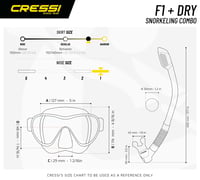 Set Mască de Scufundări și Tub Cressi F1 - Sticlă Călită fără Ramă, 100% Silicon, Transparent - Catarame Reglabile pentru Scufundări și Snorkeling 5