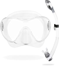 Set Mască de Scufundări și Tub Cressi F1 - Sticlă Călită fără Ramă, 100% Silicon, Transparent - Catarame Reglabile pentru Scufundări și Snorkeling 1