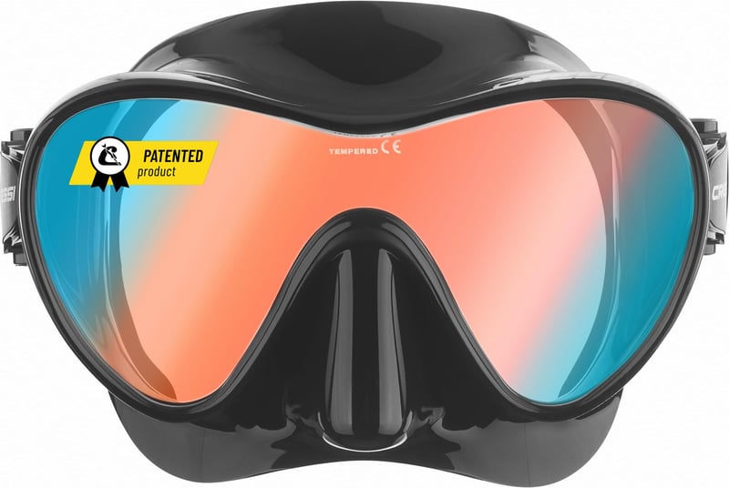 Mască de scufundări Cressi F1 Frameless - Negru/Albastru, Lentile Ultravision - 100% Silicon, Sticlă securizată - Pentru snorkeling și scufundări