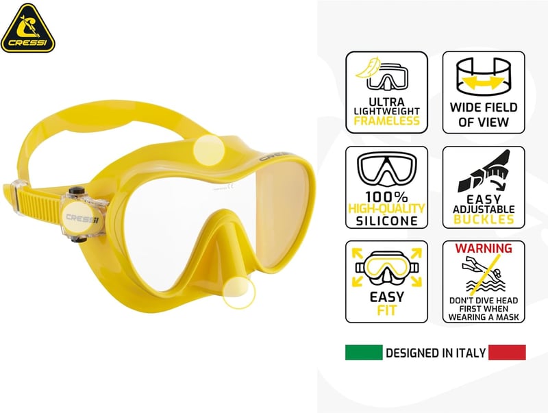 Cressi F1 Frameless Búvármaszk + Snorkel Szett Uniszex Merüléshez - Black, Combo Set