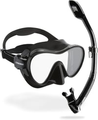 Cressi F1 Frameless Búvármaszk + Snorkel Szett Uniszex Merüléshez - Black, Combo Set 2