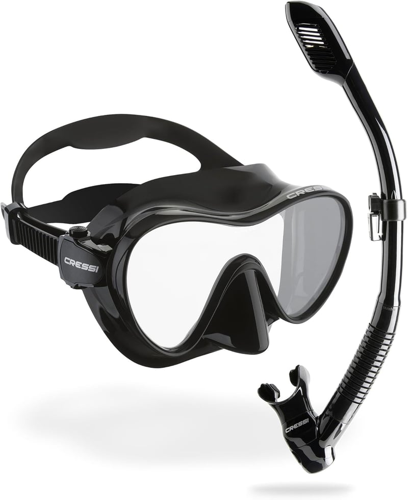 Cressi F1 Frameless Búvármaszk + Snorkel Szett Uniszex Merüléshez - Black, Combo Set