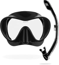 Cressi F1 Frameless Búvármaszk + Snorkel Szett Uniszex Merüléshez - Black, Combo Set 1