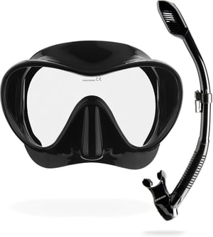 Cressi F1 Frameless maska za ronjenje i suha disalica set za odrasle, crni, uniseks set za ronjenje