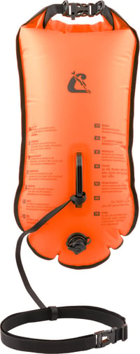 Plavecká bója Cressi Glide Pro 28 l – oranžová, nafukovacia signalizačná bója pre triatlon a plávanie na otvorenej vode, suchý vak, nastaviteľný bedrový pás 2