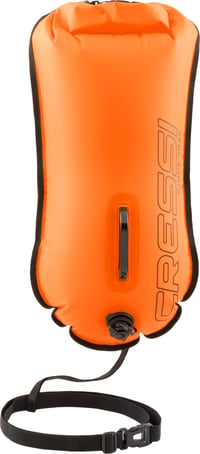 Plavecká bója Cressi Glide Pro 28 l – oranžová, nafukovacia signalizačná bója pre triatlon a plávanie na otvorenej vode, suchý vak, nastaviteľný bedrový pás 1