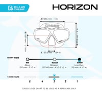 Mască de scufundări și snorkeling CRESSI Horizon - Unisex, cu 4 lentile separate din sticlă securizată, vedere panoramică nelimitată, transparent/albastru marin 5
