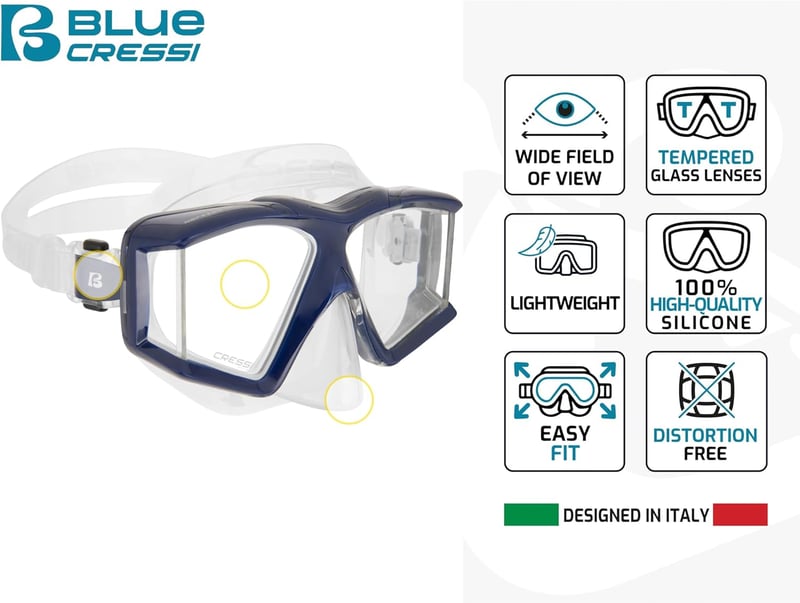 Cressi Horizon búvárkodási és snorkelezési maszk 4 lencse szett - Clear/Ice Blue, Combo
