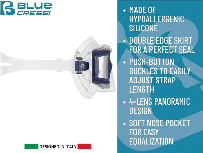 Cressi Horizon búvárkodási és snorkelezési maszk 4 lencse szett - Clear/Ice Blue, Combo