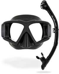 Súprava na šnorchlovanie Cressi Horizon + Scilla Top Dry v čierno-čiernej farbe, panoramatická maska so 4 tvrdenými sklami, suchý šnorchel, unisex 5