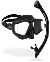 Súprava na šnorchlovanie Cressi Horizon + Scilla Top Dry v čierno-čiernej farbe, panoramatická maska so 4 tvrdenými sklami, suchý šnorchel, unisex 1