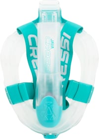 Mască de snorkeling full face Cressi Java pentru adulți, mărimea S/M, transparent/albastru acvamarin, mască de scufundări compactă 3