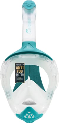 Mască de snorkeling full face Cressi Java pentru adulți, mărimea S/M, transparent/albastru acvamarin, mască de scufundări compactă 2