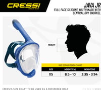 Celoroztvárová šnorchlovacia maska CRESSI Java Jr pre deti – priehľadná/modrá, veľkosť XS 5