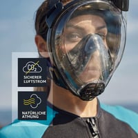 Celoobličajová šnorchlovacia maska Cressi Komondo so 180-stupňovým panoramatickým výhľadom, bezpečná proti CO2, bielo-čierna, veľkosť M/L, pre dospelých 4
