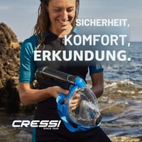Celoobličajová šnorchlovacia maska Cressi Komondo so 180-stupňovým panoramatickým výhľadom, bezpečná proti CO2, bielo-čierna, veľkosť M/L, pre dospelých 7