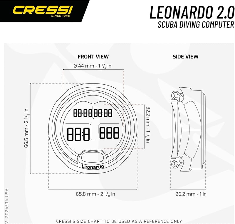 Cressi Leonardo búvárkomputer levegő nitrox mélységmérő funkcióval - Single, black/white