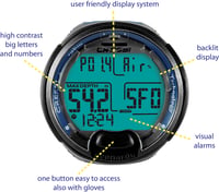Calculator de scufundări premium Cressi Leonardo cu moduri Air/Nitrox și Profundimetru 2