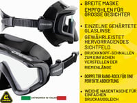 Potápačská maska Cressi Liberty Triside, maska na šnorchlovanie a freediving - čierno-zafírová, trojsklový dizajn 4
