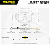 Potápačská maska Cressi Liberty Triside, maska na šnorchlovanie a freediving - čierno-zafírová, trojsklový dizajn 5