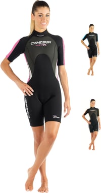 Costum de neopren pentru femei Cressi Med X Lady Shorty 2,5 mm, negru/roz, mărimea S/2 1