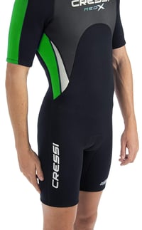 Pánsky neoprénový krátky oblek CRESSI Med X Man 2,5 mm so zipsom – čierno-limetkový – veľkosť M/3 4