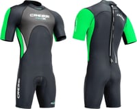 Pánsky neoprénový krátky oblek CRESSI Med X Man 2,5 mm so zipsom – čierno-limetkový – veľkosť M/3 1