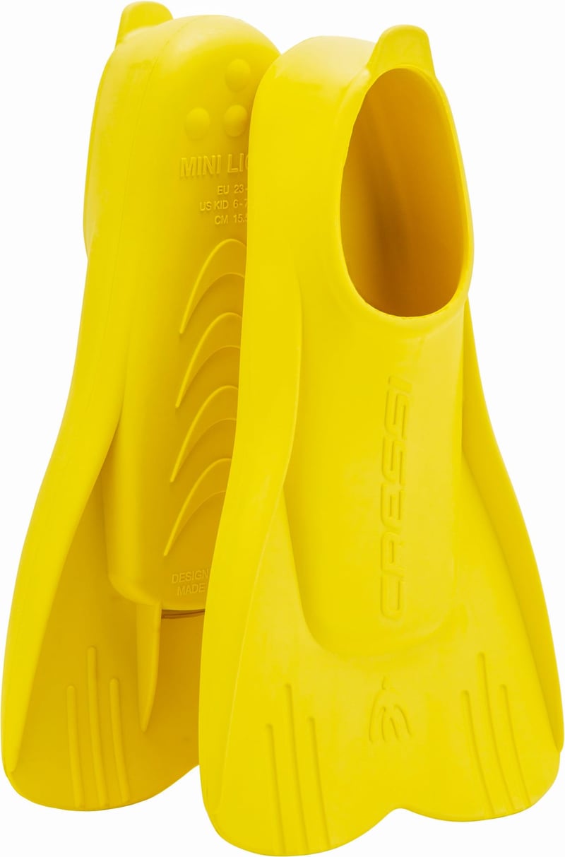 Detské plutvy CRESSI Mini Light žlté, veľkosť 29/31, krátke plavecké a šnorchlovacie plutvy pre deti