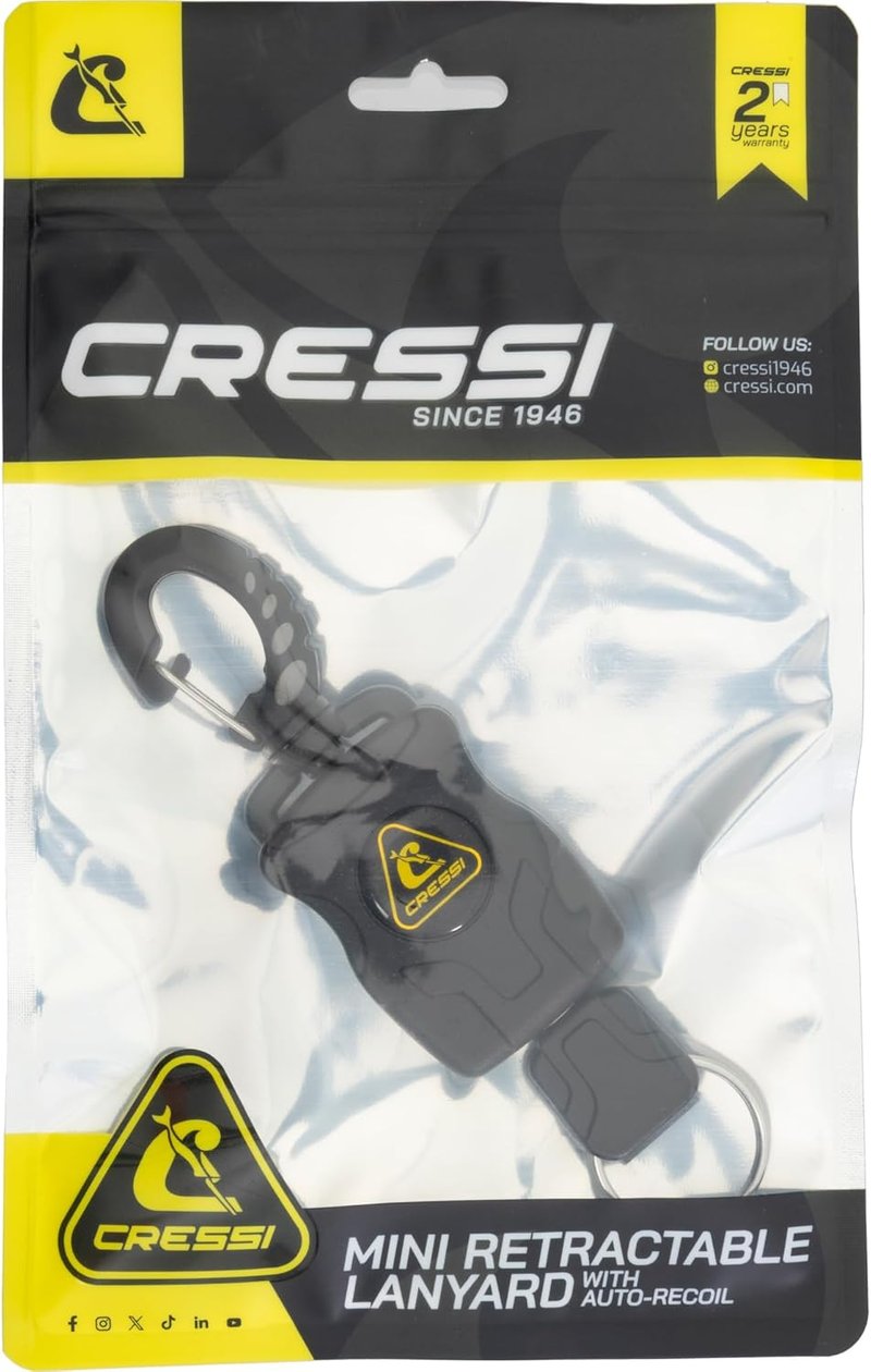 Cressi Mini visszahúzható lanyárd fekete búvárkodáshoz és BCD-hez - Black, Unit size