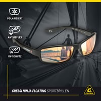 Polarizačné slnečné okuliare na plávanie Cressi Ninja čierne – s UV ochranou, hydrofóbnymi šošovkami, unisex 2