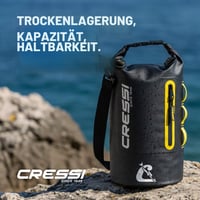 Nepremokavý vak Cressi Ocelot Dry Bag 10 l – modrý/svetlomodrý, plážová taška s rolovacím uzáverom, ramenným popruhom a vreckom na zips pre vodné športy 7