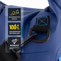 Nepremokavý vak Cressi Ocelot Dry Bag 10 l – modrý/svetlomodrý, plážová taška s rolovacím uzáverom, ramenným popruhom a vreckom na zips pre vodné športy 4