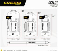 Vodotesná taška Cressi Ocelot Dry Bag 20 l – čierna/žltá, plážová taška s rolovacím uzáverom, ramenným popruhom a vreckom na zips na vodné športy 3